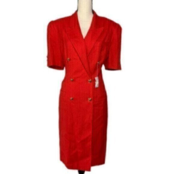 NWOT Spiegel 80s Vintage Red Blazer Tuxedo Dress - Picture 2 of 14